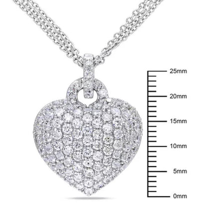 Created White Sapphire Heart Pendant in Sterling Silver