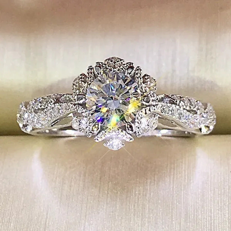 Hannah Martin Exquisite 0.8Ct White Sapphire Diamond Ring Women Bridal Engagemen