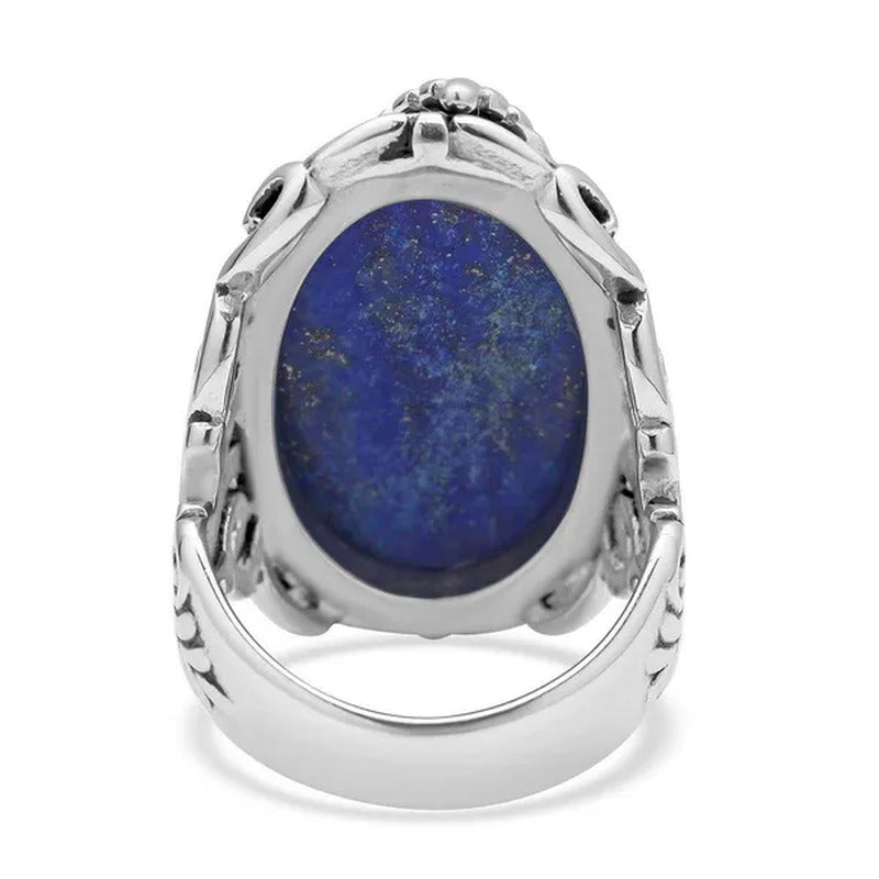 Shop LC Lapis Lazuli Cocktail Statement Ring ION Plated Yellow Gold Floral Blue