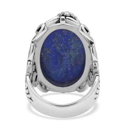 Shop LC Lapis Lazuli Cocktail Statement Ring ION Plated Yellow Gold Floral Blue