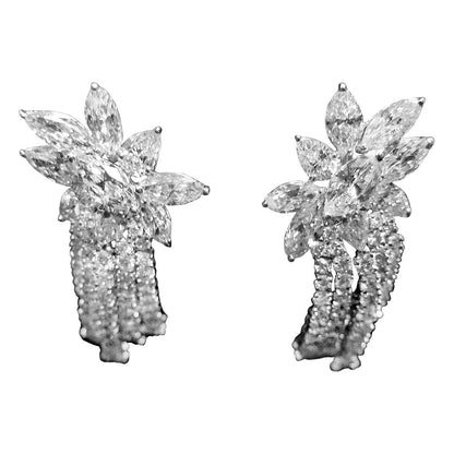 DIAMOND EARRING SET ROUND MARQUISE PEAR SHAPE BIG STONE DANGLE EARRING