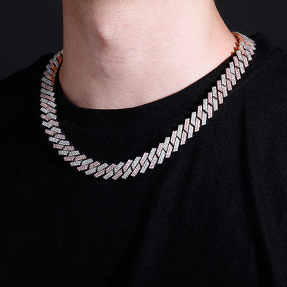 European and American Hip-Hop Style Encrypted Diamond 14Mm Cuban Chain Real Gold