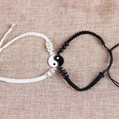 2022 New Best Friend Bracelet 2 Matching Yin Yang Adjustable Rope Bracelet Neckl