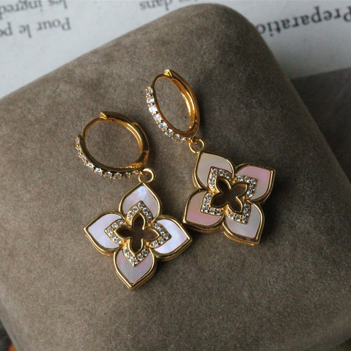 925 Sterling Silver Gilded Classic Four-Leaf Clover Earrings