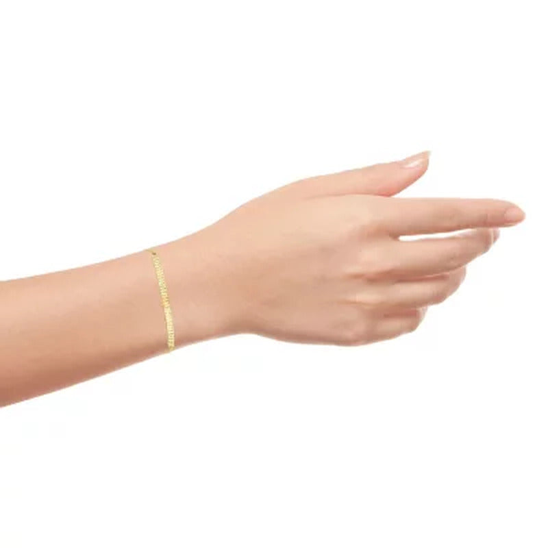 Diamond Cut Curved Bar Bolo Bracelet in 14K Yellow Gold