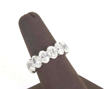 11.24 Carat Oval Shape Diamond Platinum Eternity Band Ring Anniversary Band
