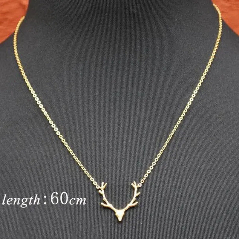 Tiny Cute Deer Horn Necklace Simple Elegant Horn Statement Necklace Antler Penda