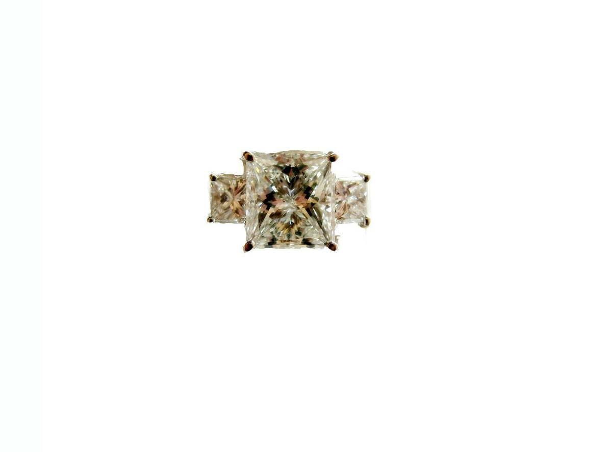GIA H SI2 PRINCESS THREE STONE RING ENGAGEMENT RING