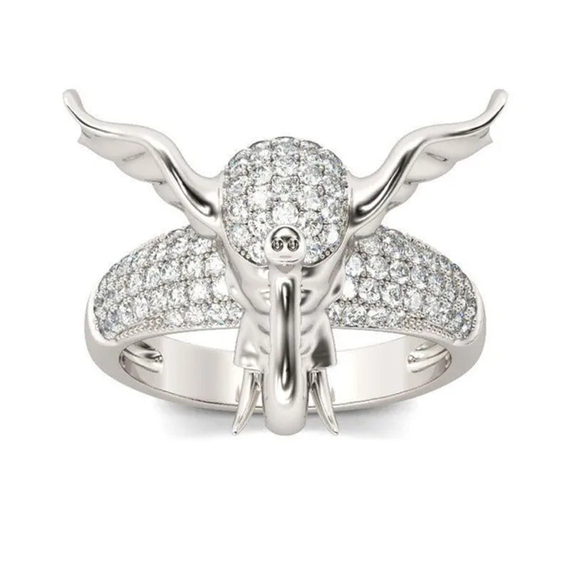 Unique Elephant Ring Animal Totem Ring 925 Silver Rings Jewelry Anniversary Stat