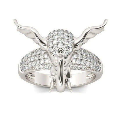 Unique Elephant Ring Animal Totem Ring 925 Silver Rings Jewelry Anniversary Stat