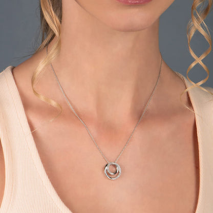 Sterling Silver Natural White round Diamonds Pendant Necklace, 18" Rolo Chain