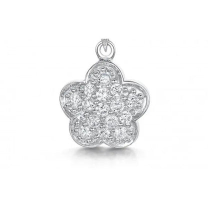 Sterling Silver Fluttering Imitation Diamond CZ Flower Pendant Necklace, 16