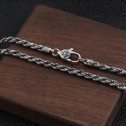 100% Real S925 Pure Silver 2023 Fashion Jewelry 4MM Weaving Personality Man