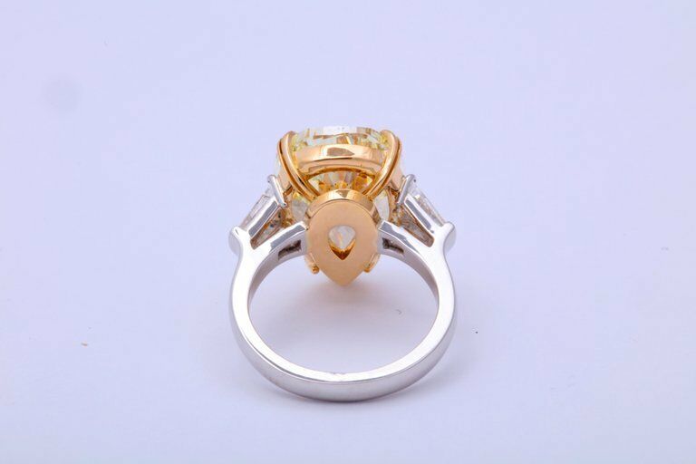 10 Carat Fancy Yellow Pear Shape Ring GIA Certified