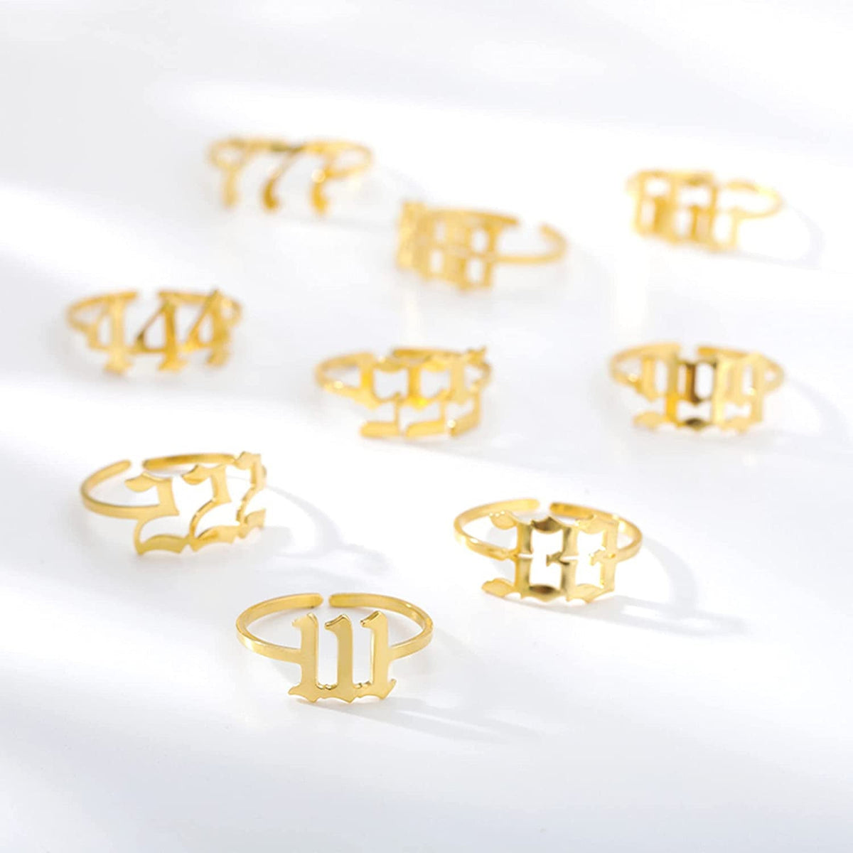 Angel Number Ring, Adjustable Open Cuff Ring Numerology Rings Luck Angel Number