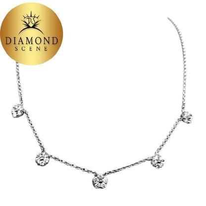DIAMOND FIVE CLUSTER DROP NECKLACE SET CHOKER DIAMOND STYLE DIAMOND NECKLACE