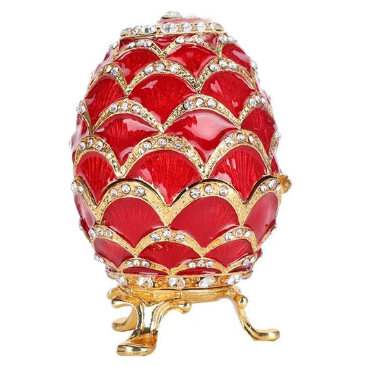 Jewelry Storage Eggs Enameled Craft Elegant Rich Colors Red Color Egg Shape