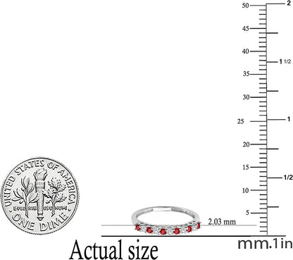 round Ruby and White Diamond Half round Ladies Anniversary Vintage Style Stackab