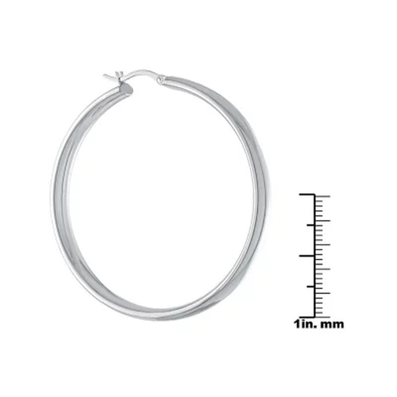 Sterling High Polished Wedding Band Style Hoops
