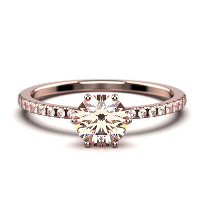 Beautiful Art Deco 1.25 Carat round Cut Morganite and Diamond Moissanite Engagem