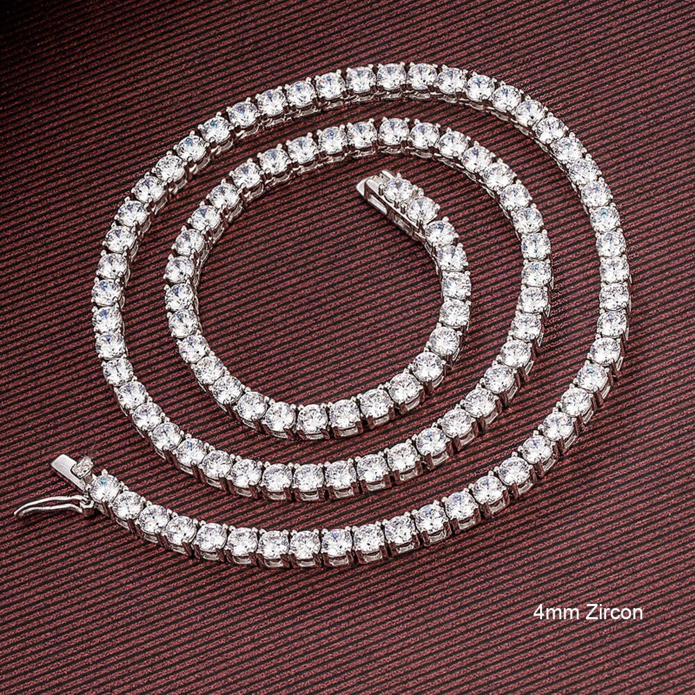 Solid Real 925 Sterling Silver 16/17/18/20/22/24 Inch Tennis Chain Choker