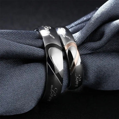 2 Pcs / Set . Heart of Love Couple Titanium Steel Wedding Rings for Women Fashio