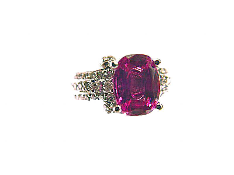 3.17 CTTW PINK SAPPHIRE OVAL CUT TOP ONLY ROUND BRILLIANT AND MARQUISE DIAMOND