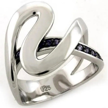 Alamode LOAS1102-6 Rhodium 925 Sterling Silver Ring with AAA Grade CZ, Ameth