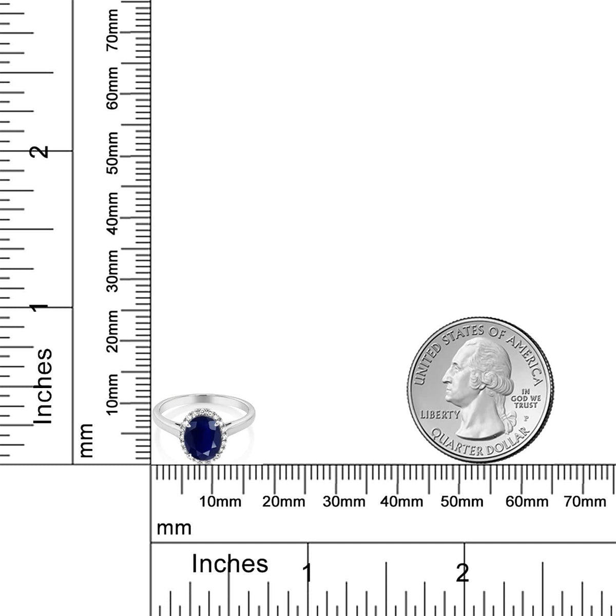 10K White Gold Blue Sapphire and Diamond Women'S Engagement Ring (2.50 Cttw Oval