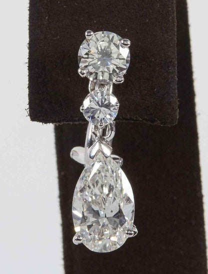 Pear Shape Diamond Dangle Drop Earrings GIA Certified