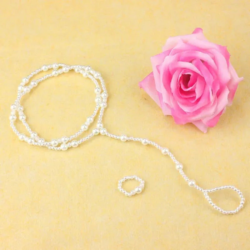 Beautiful Pearl Barefoot Sandals Anklet Ankle Bracelet Anklet Toe Ring Jewelry D