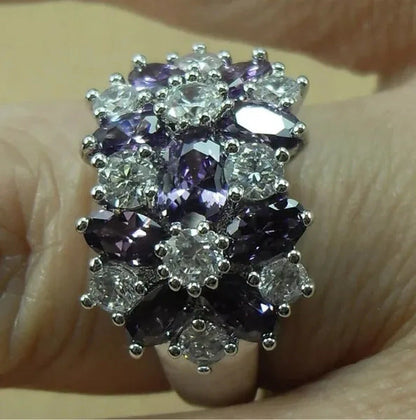 5-Color Natural 6.69CT White/Alexandrite/Sapphire/Ruby/Emerald Diamond 14K White