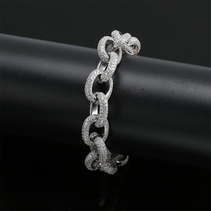 Men'S Oval Twist Large Button Bracelet