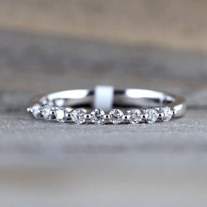Fashion Half Eternity Moissanite Diamond Jewelry Dainty 925 Sterling Silver Whit
