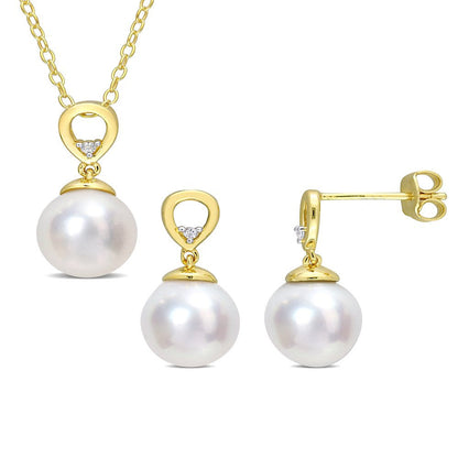Miabella Women'S 8-9Mm Drop-Shaped South Sea Cultured Freshwater Pearl and Round