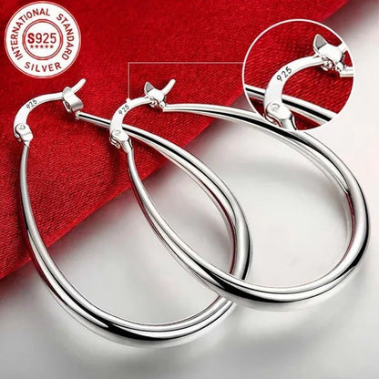 Simple Smooth Gold Plated Exaggerate Hoop Earrings Wedding Engagement Anniversar
