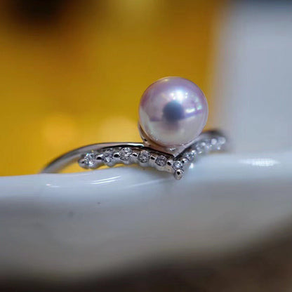 Women'S 18K Gold and Diamond V-Shaped Fashion Simple Ring