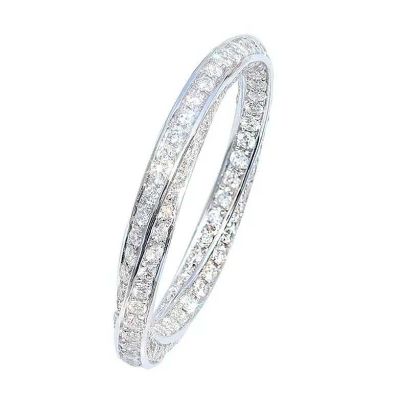 Amazing 925 Sterling Silve Jewelry for Women Diamond Band Fashion Fully Twisted