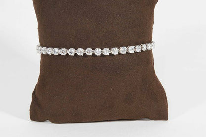 Diamond Tennis Bracelet Three Prong Setting 8.21 CT 18 k white gold
