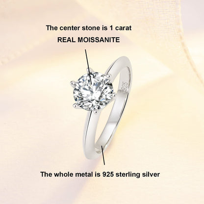 Moissanite Wedding Ring , Classic 1-3Ct Engagement Ring for Women, 925 Sterling