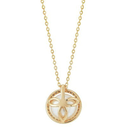 Freshwater Cultured Pearl Pendant with 0.11 CT. T.W. Diamonds in 14K Yellow Gold