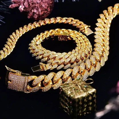 The Coolest Mens Gold / Silver Plated Chain Iced Diamond Thick Miami Cuban Link