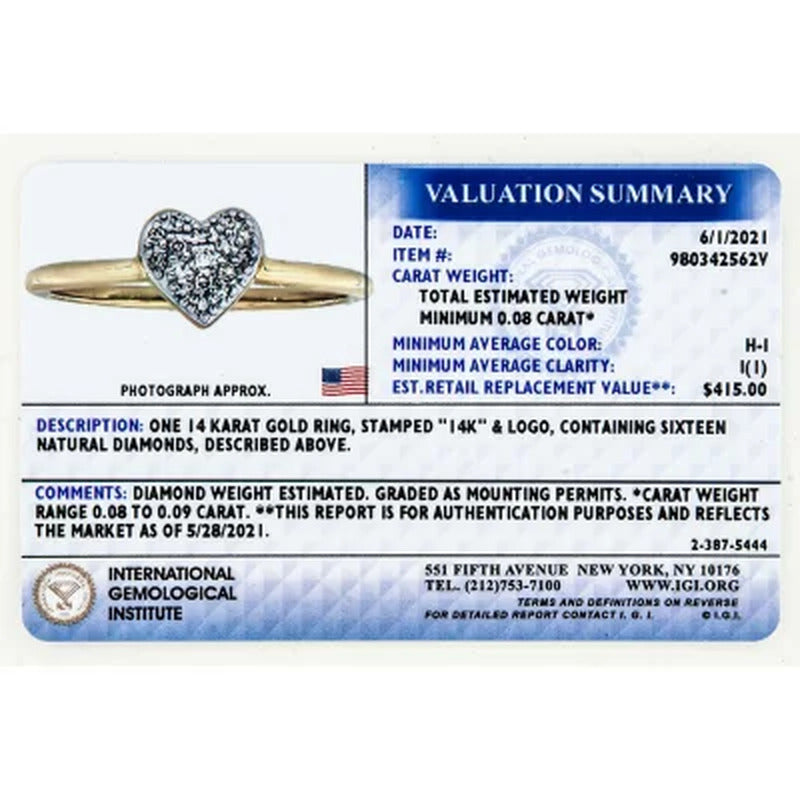 0.08 CT. T.W. Diamond Heart Ring in 14K Gold (I, I1)