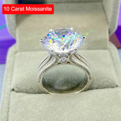10 Carat Green Color Moissanite Ring S925 Silver Plate Pt950 White Gold