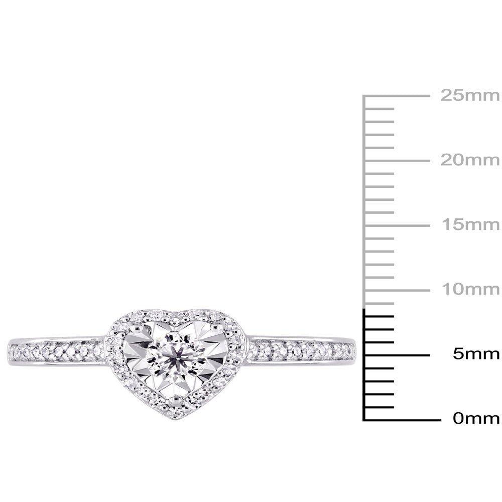 1/3 Carat T.W. Diamond Sterling Silver Heart Halo Engagement Ring