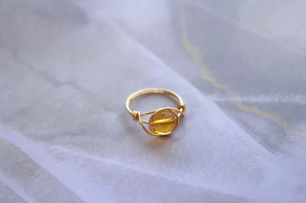 Citrine Ring, Citrine Gemstone Jewelry, Citrine Stone Ring, Gold Citrine Ring, W