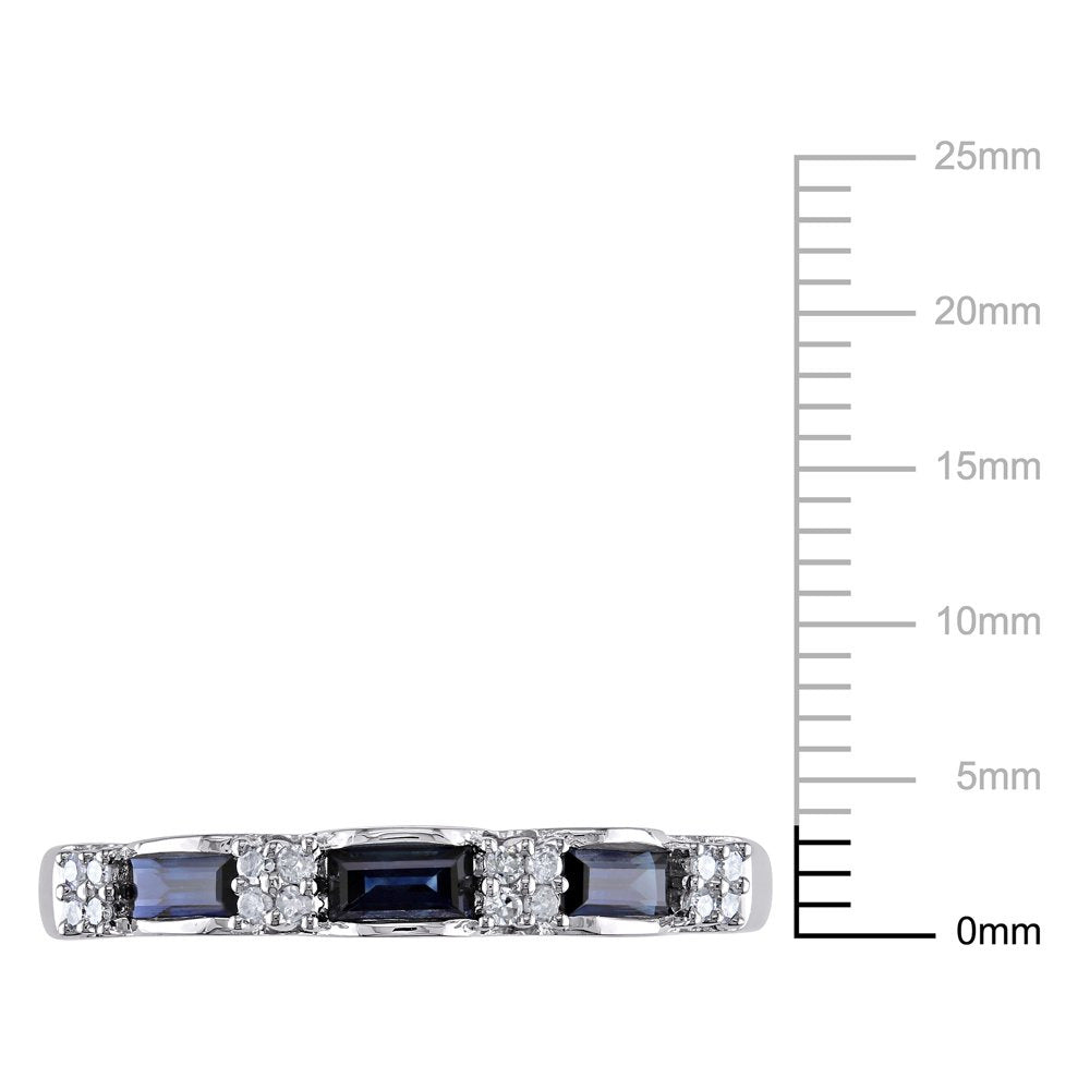 Miabella Women'S 1/2 Carat T.G.W. Baguette-Cut Sapphire and Diamond Accent 10Kt