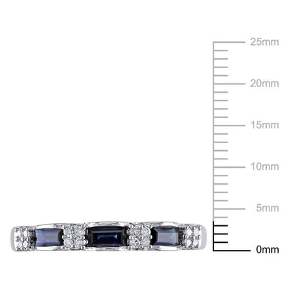 Miabella Women'S 1/2 Carat T.G.W. Baguette-Cut Sapphire and Diamond Accent 10Kt