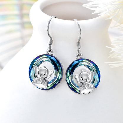 Hypoallergenic Elephant Earrings 925 Sterling Silver Elephant Dangle Drop Earrin