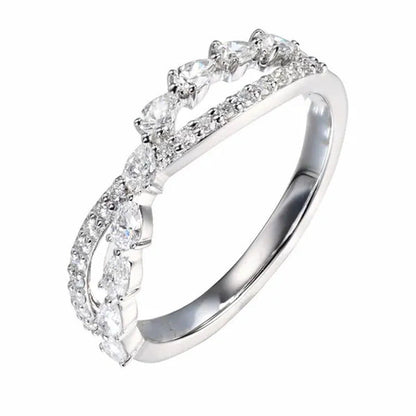 Luxury Twist Rings for Women Fashion 925 Silver Jewelry White Pear Shape Crystal